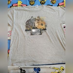 Y2K Kentucky lake wolf nature T-shirt size 2X